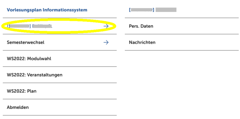 VPIS Studierenden Menu 2021